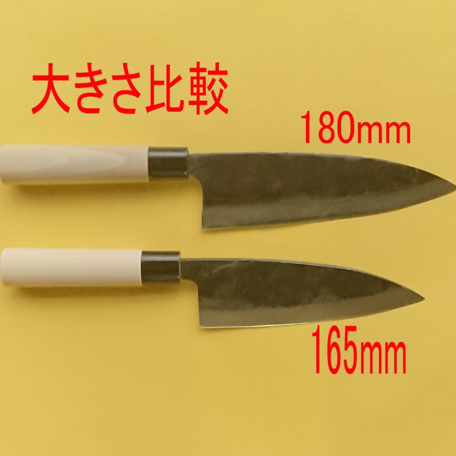 土佐 打刃物 両刃厚出刃包丁 白紙鋼 黒打仕上げ 165mm(5寸5分） 日本製