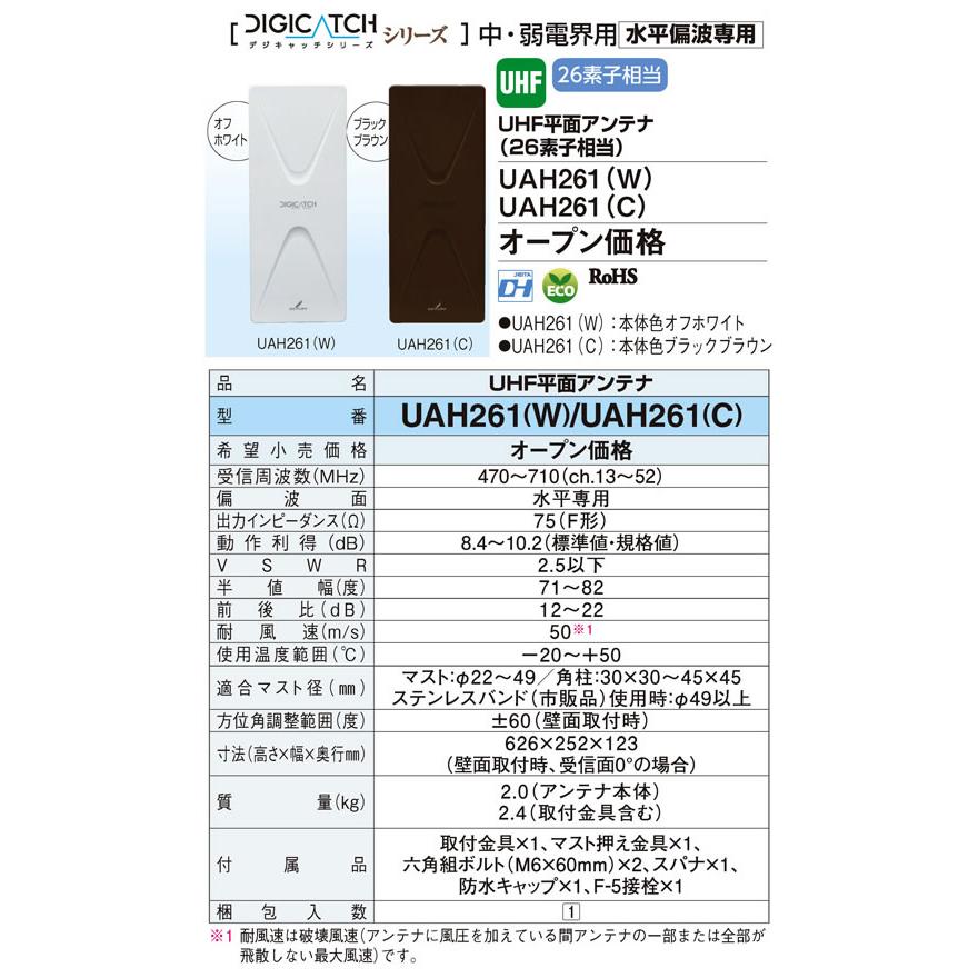 UAH261(W) DXアンテナ デジキャッチシリーズ 家庭用UHF平面アンテナ 26