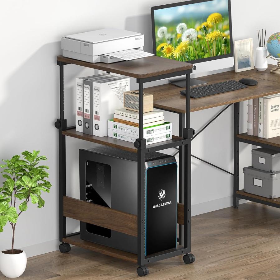 パソコンワゴン pcラック cpuワゴン 昇降式 天板高さ調節可能 幅60