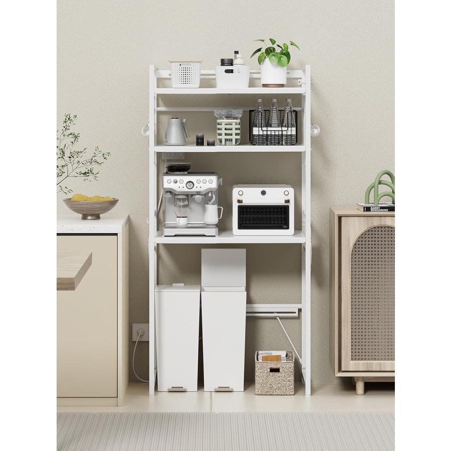 ゴミ箱上ラック 冷蔵庫上ラック 【幅50〜80cm伸縮可・2口コンセント