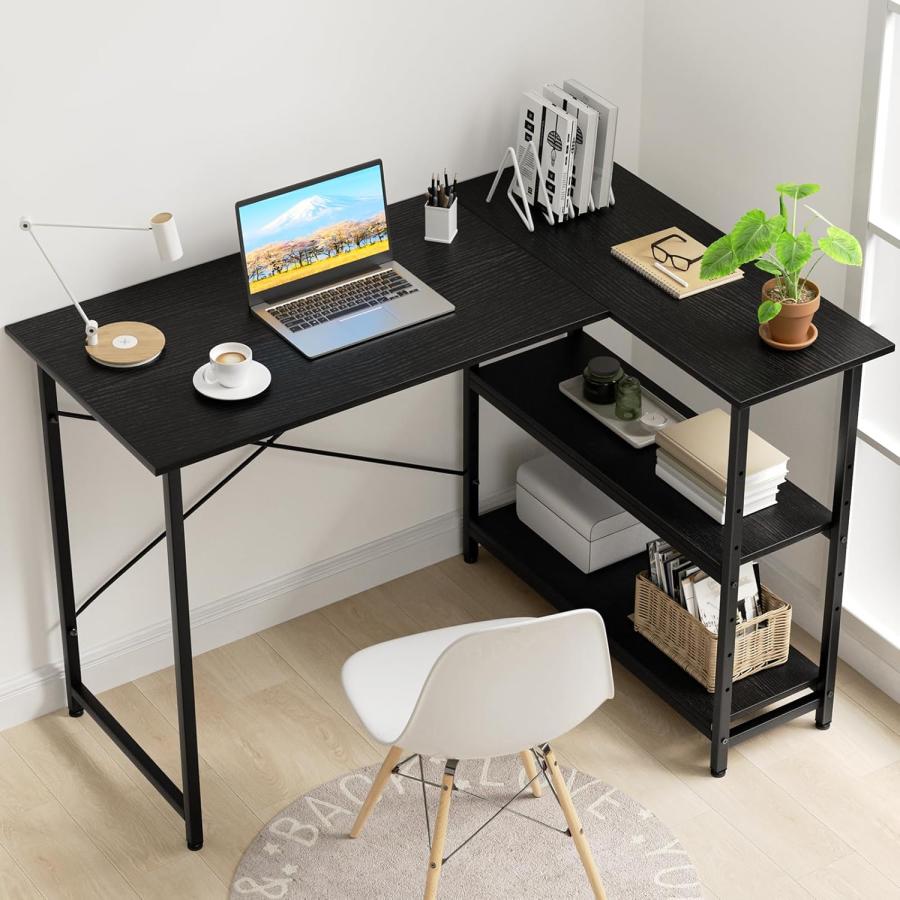 pcデスク l字デスク パソコンデスク 幅110cm 机 コーナーデスク 棚板高