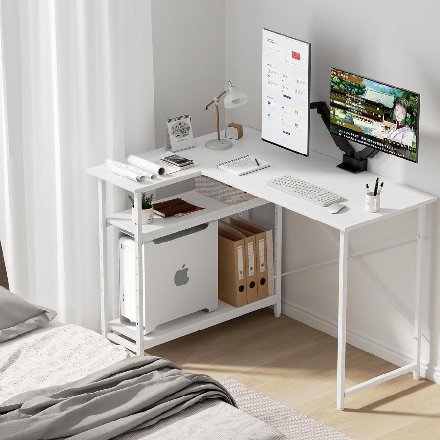 pcデスク l字デスク パソコンデスク 幅110cm 机 コーナーデスク 棚板高