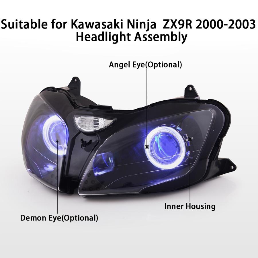 Kawasaki ZX-9R 00-03年 カスタムヘッドライトキット : 輸入パーツ専門