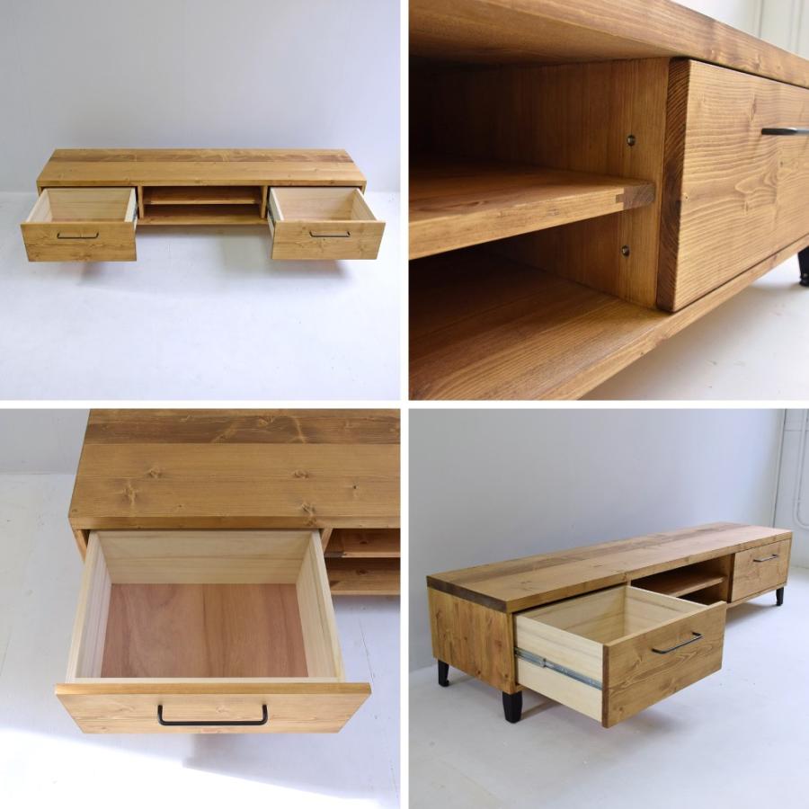 テレビボード 180センチ パイン無垢 イエローパイン突板 アイアン 天然