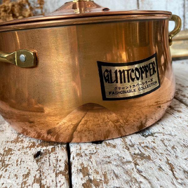 ≫ヴィンテージ デッド 未使用*グリーントカパー*古い 純銅 両手鍋