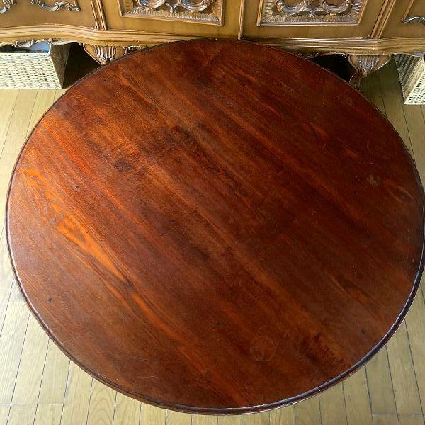 VINTAGE ヴィンテージ*古木 無垢材の折り畳み ちゃぶ台 120cm*特大 丸