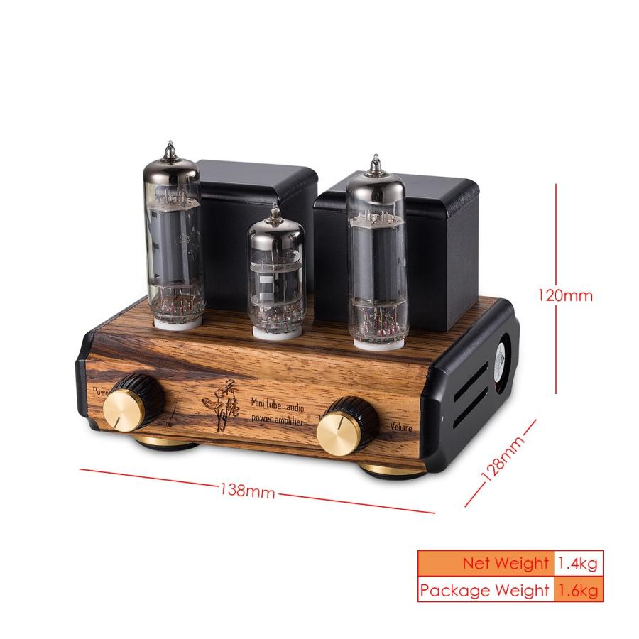 Mini 木製 6P14（EL84） 真空管アンプ シングルエンド A級 アンプ