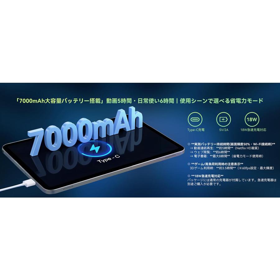 タブレット 11インチ 20GB+128GB+1TB拡張 Android 15 Helio G100 8コア