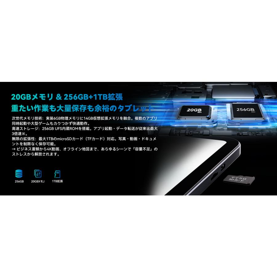 タブレット 13インチ Wi-Fiモデル 256GB+20GB 1TB拡張 IPS液晶 13.4