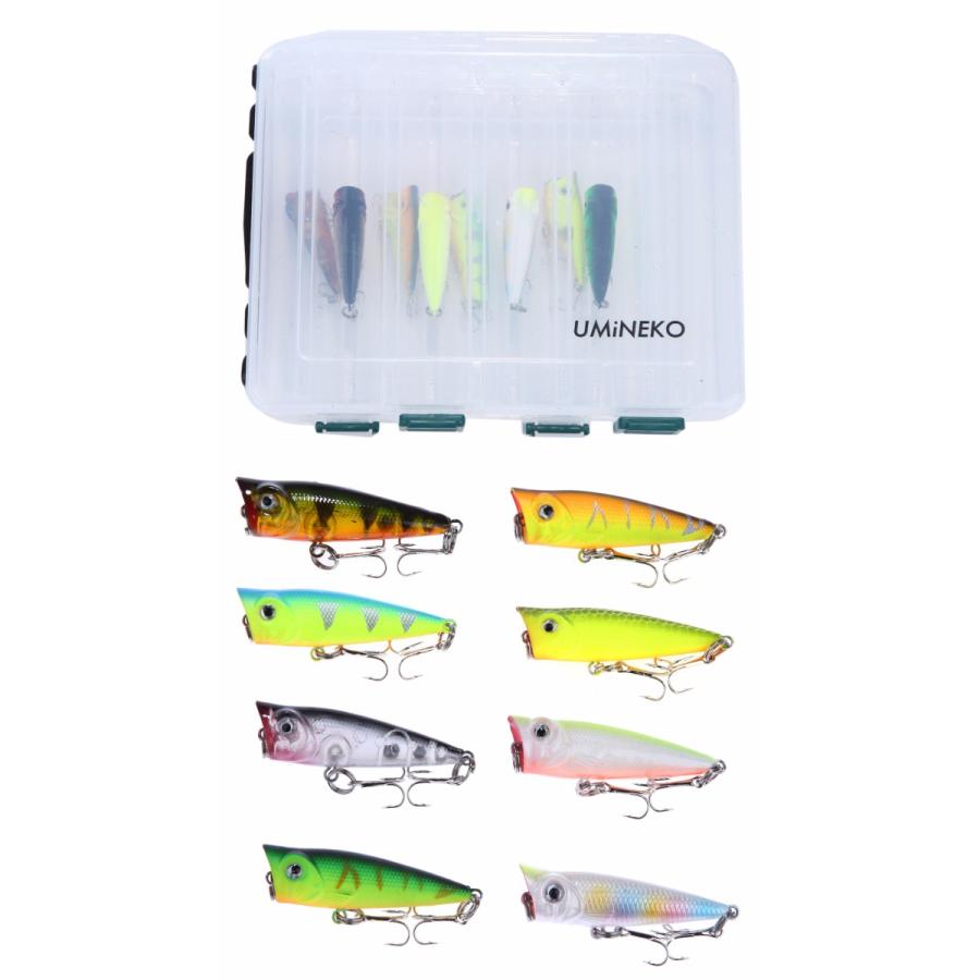 ブラックバス ポッパー ルアー セット 50mm 4g 8個 グリーン タイガー