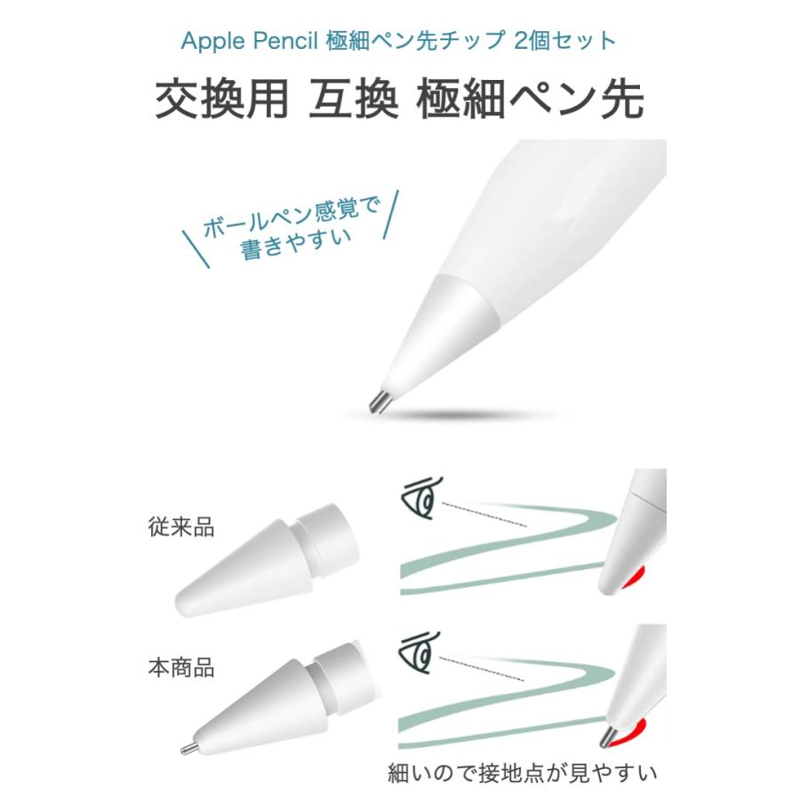 Apple Pencil 極細 ペン先 2個セット 互換 替え芯 第1世代 第2世代