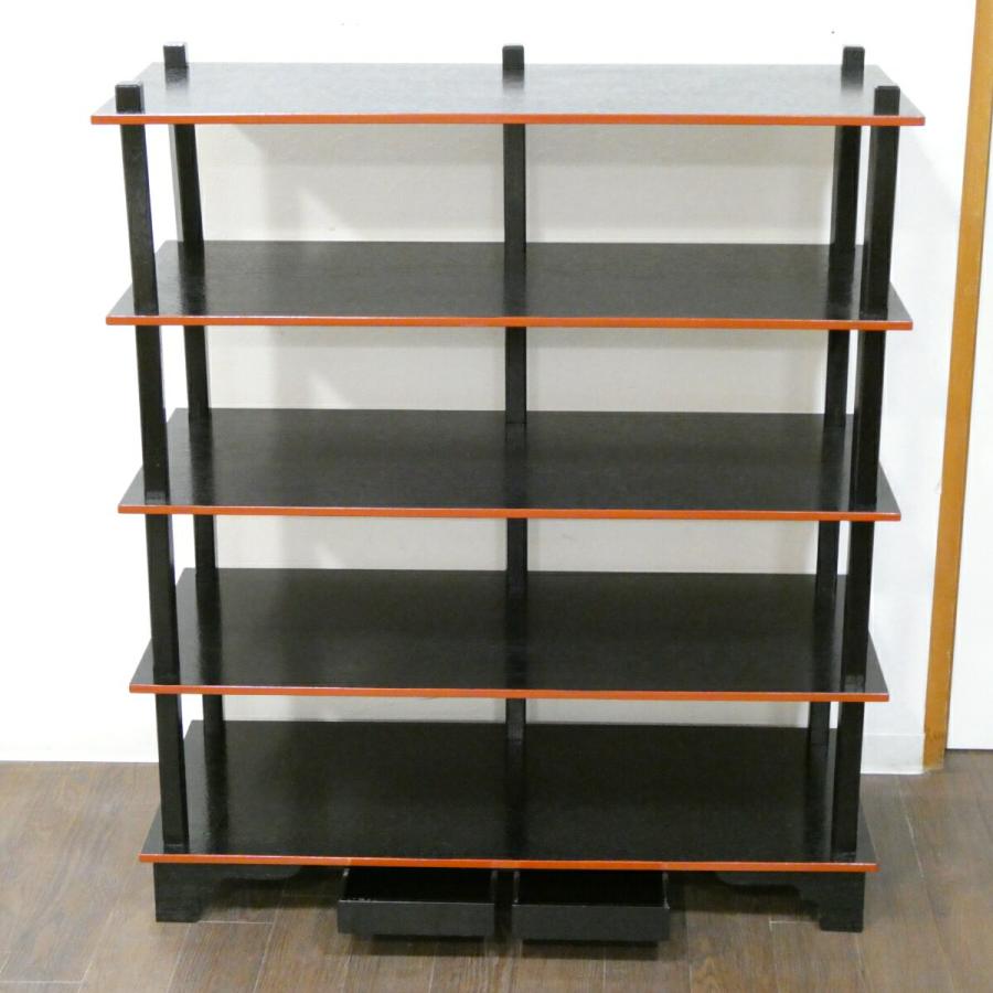 引き出し付】懐石道具 木製組立式 五段配膳棚 水屋棚 水谷棚 紙箱入り