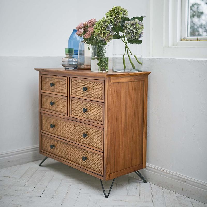 東谷 チェスト 棚 タンス たんす 天然木 ラタン アジアン 南国系