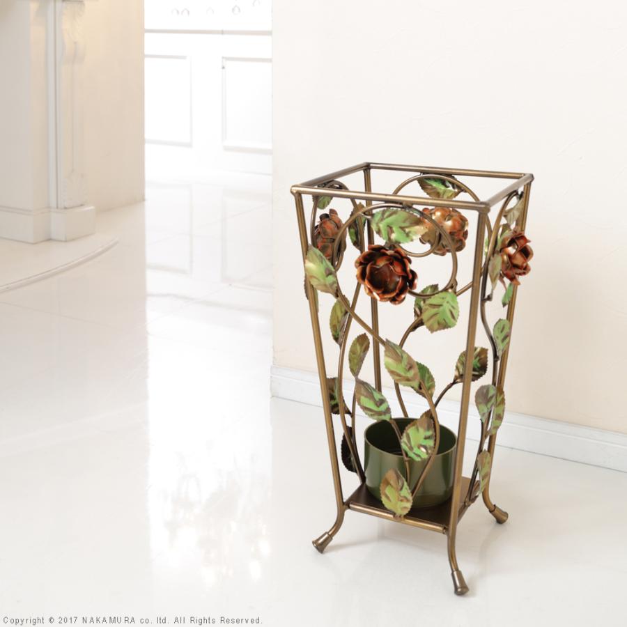 傘立て 傘たて ローズ 装飾 バラ 薔薇 アイアン製 花 植物 ツタ