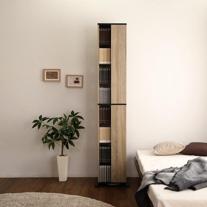 本棚 回転式 ブックラック 8段 大容量 スリム 省スペース おしゃれ