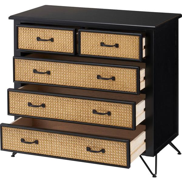 東谷 チェスト 4段 おしゃれ 引き出し 木製 天然ラタン 収納棚 タンス