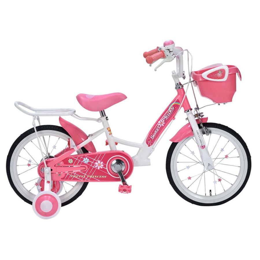 子供用自転車16 補助輪付 女の子用 MD-12 4色 ラベンダー/アプリコット