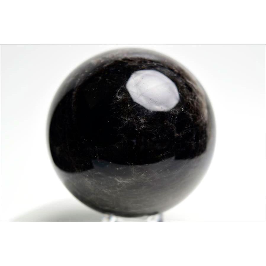 黒水晶 モリオン 丸玉（約92mm珠）スフィア 置物 台座付き 中国 山東省