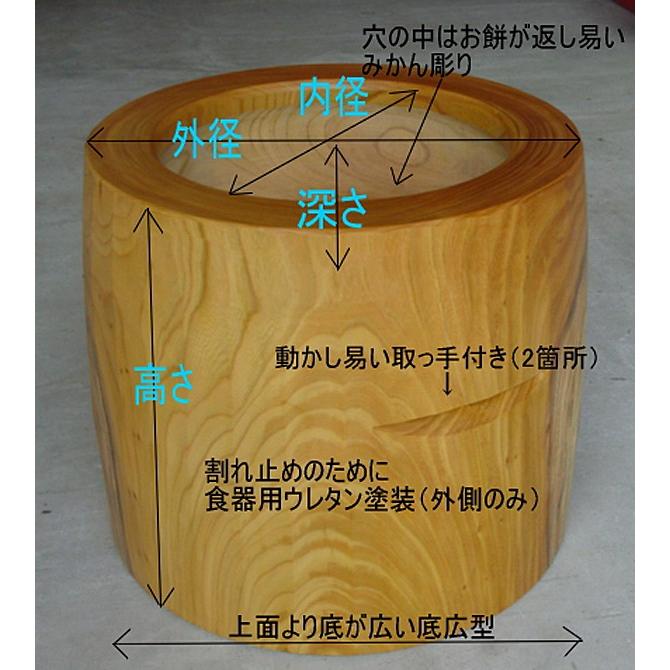 欅（ケヤキ）餅つき臼（うす） 2尺(φ60)・・・5升用 運搬用台車付