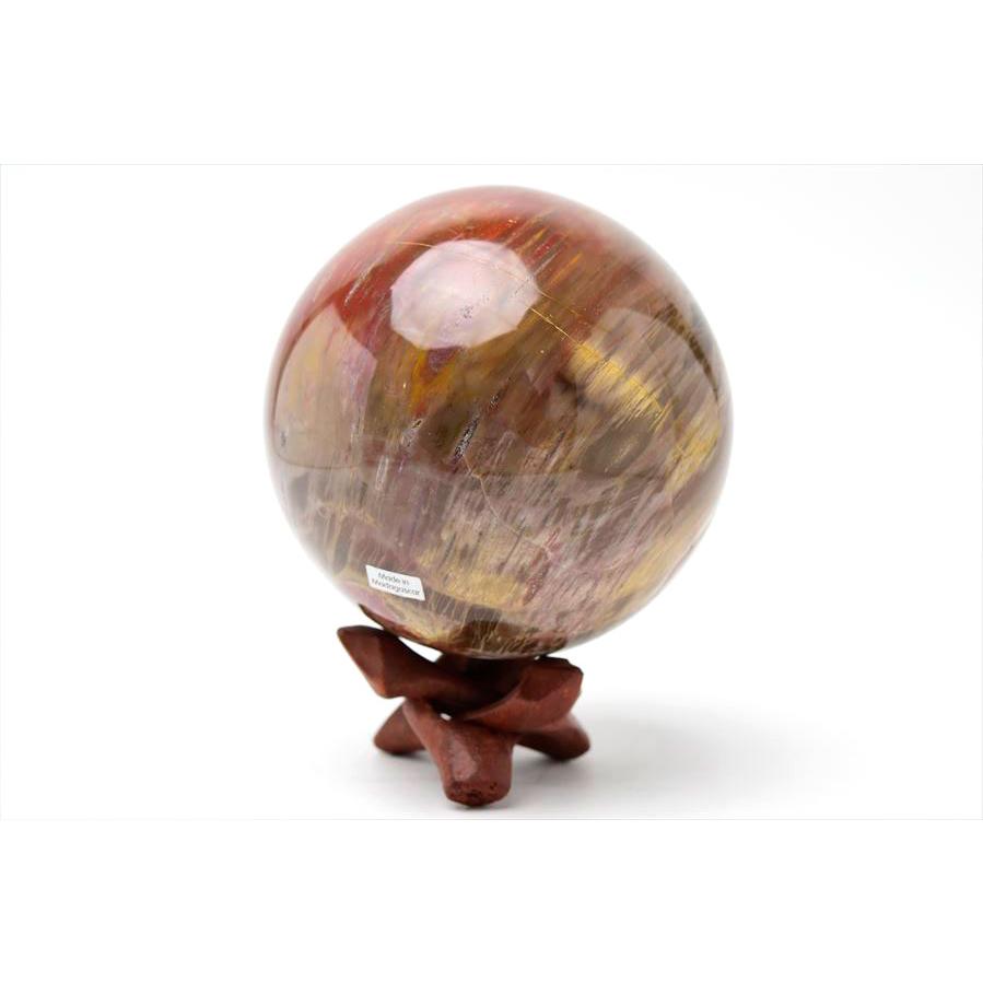 ペトリファイドウッド 珪化木 丸玉 (約97mm珠) 置物 マダガスカル産