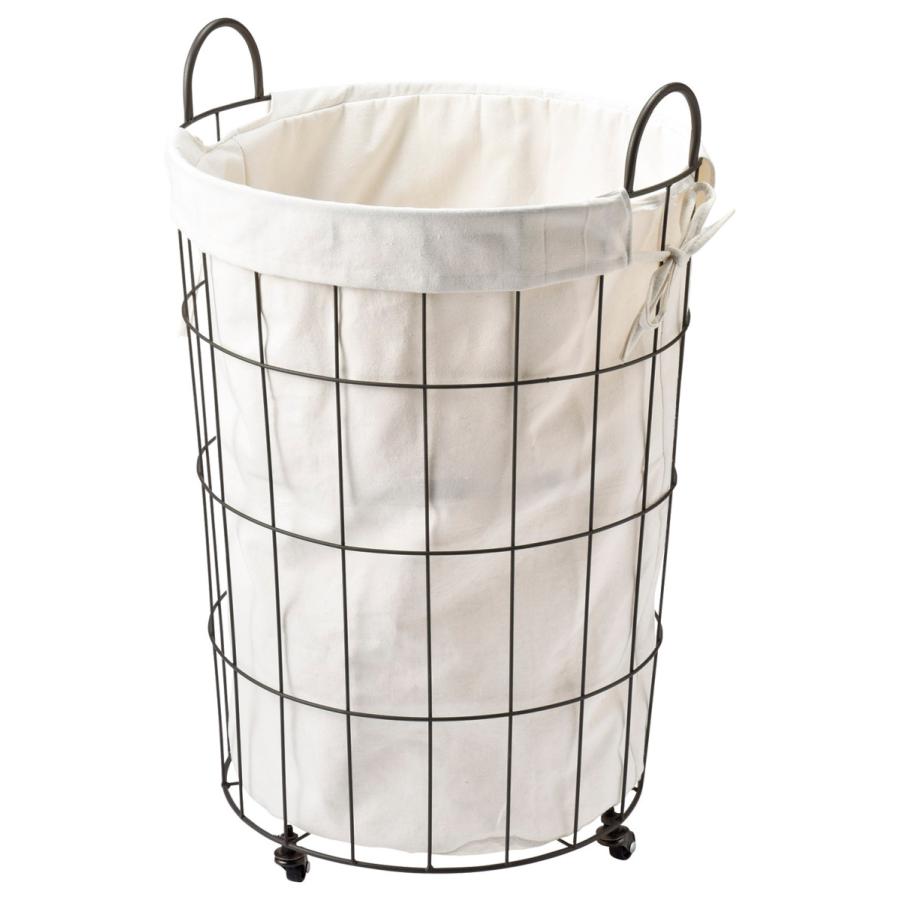 かご 即納可カゴ バスケット 収納 ワイヤー 鉄 丸型 布・キャスター付