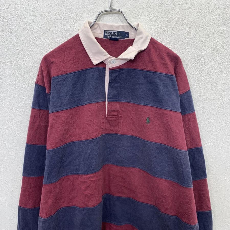 POLO RALPH LAUREN 長袖 ポロシャツ XL エンジ ネイビー ポロラルフ