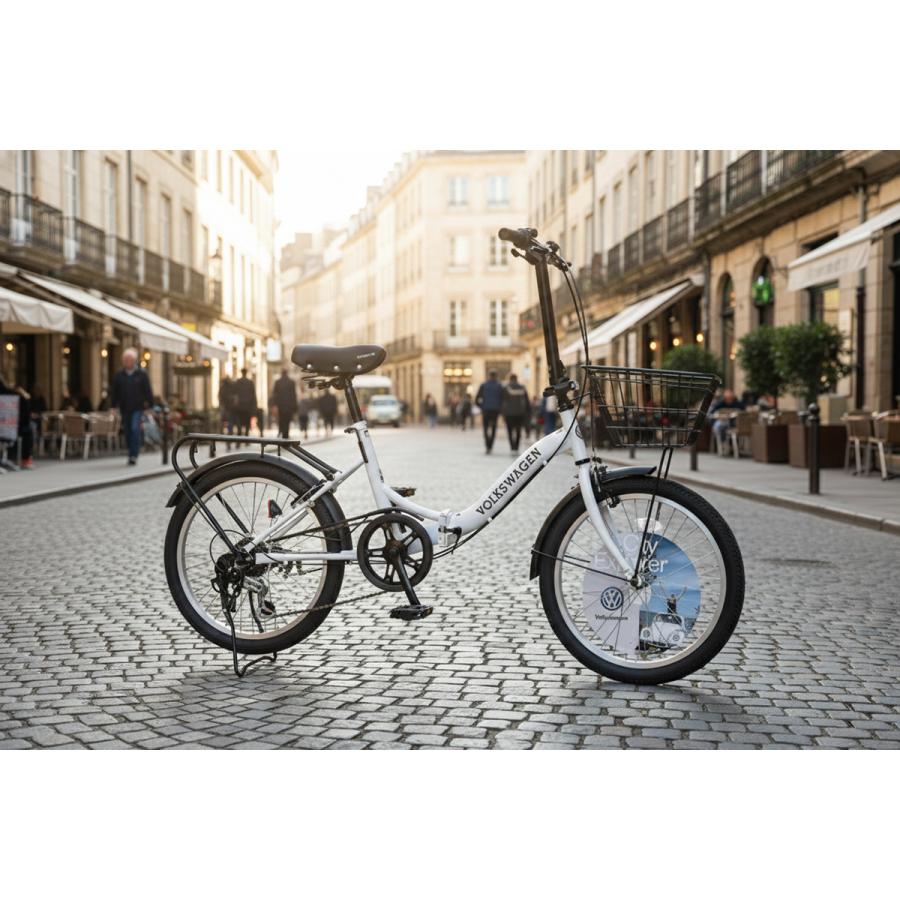 フォルクスワーゲン（Volkswagen） カゴ付き折りたたみ自転車 20インチ