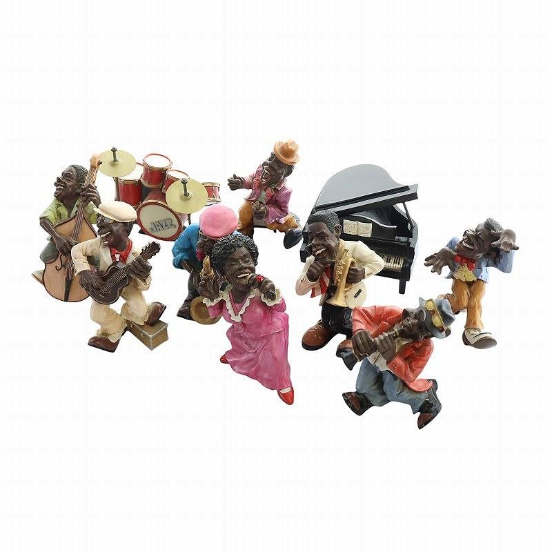 ジャズバンド フィギュア 人形 黒人 音楽隊 楽器 8体 マルチカラー