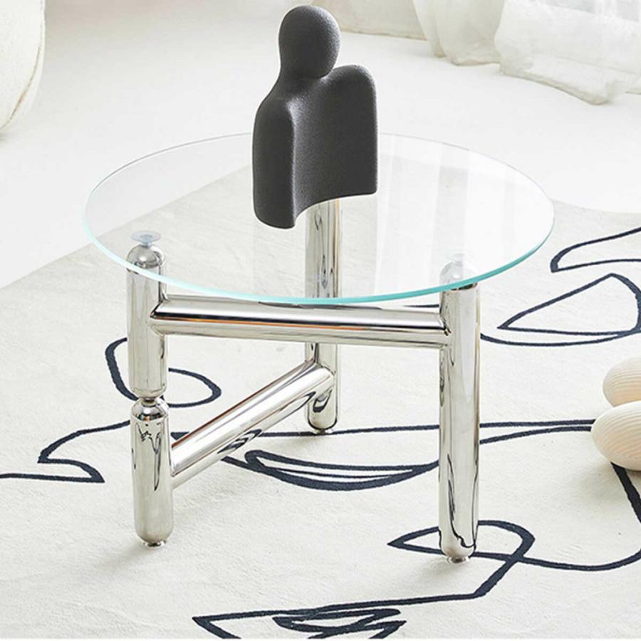ローテーブル テーブル 円卓 クリア クリアテーブル 強化ガラス ガラス