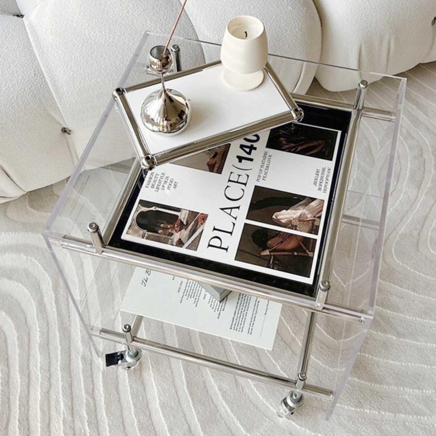 VeroMan クリアサイドテーブル サイドテーブル ソファサイド ガラス