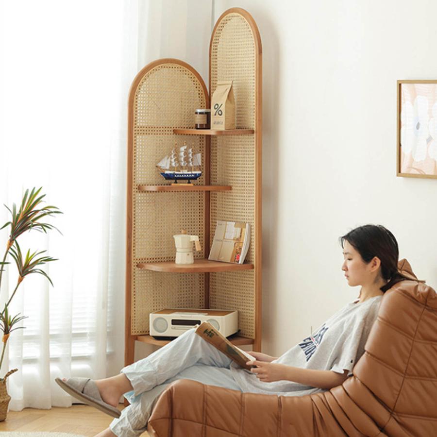 VeroMan コーナーラック ラタン 多目的 ラック 角棚 ディスプレイ 収納