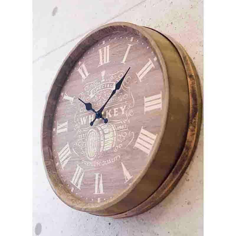壁掛け時計 おしゃれ 大きめ 木製 ウィスキー樽 アンティーク時計