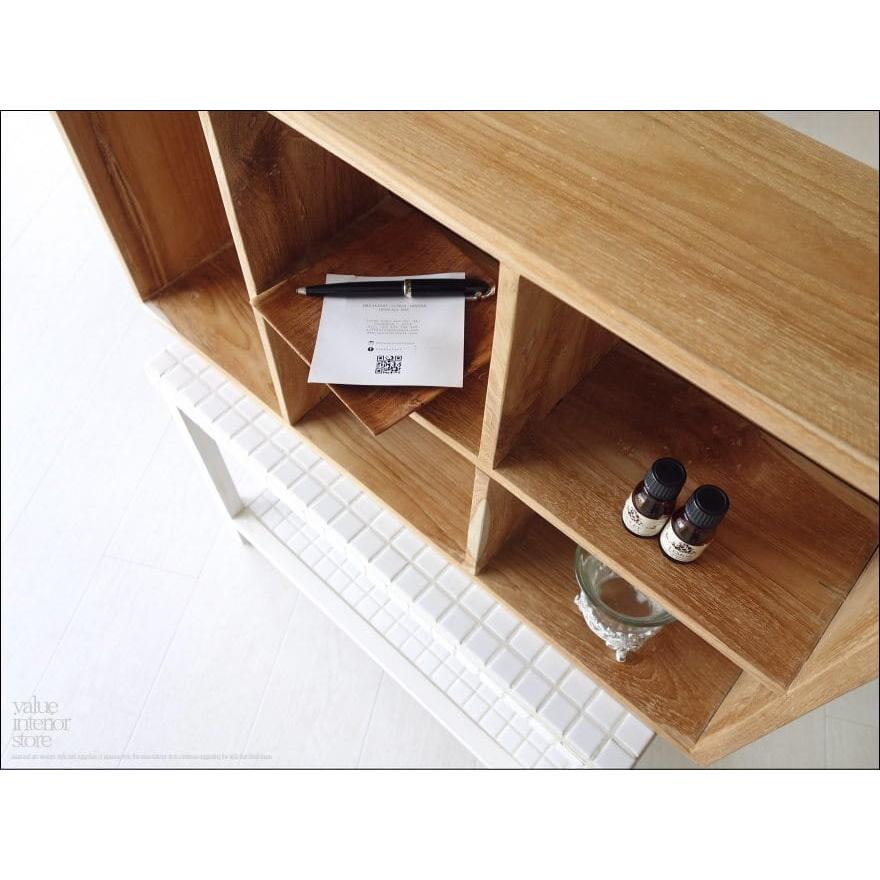 チーク無垢材 ボックスシェルフN 収納棚ラック キッチンシェルフ 本棚