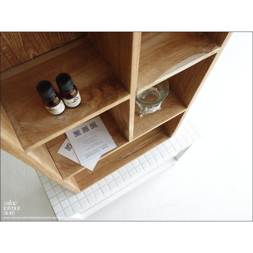 チーク無垢材 ボックスシェルフN 収納棚ラック キッチンシェルフ 本棚