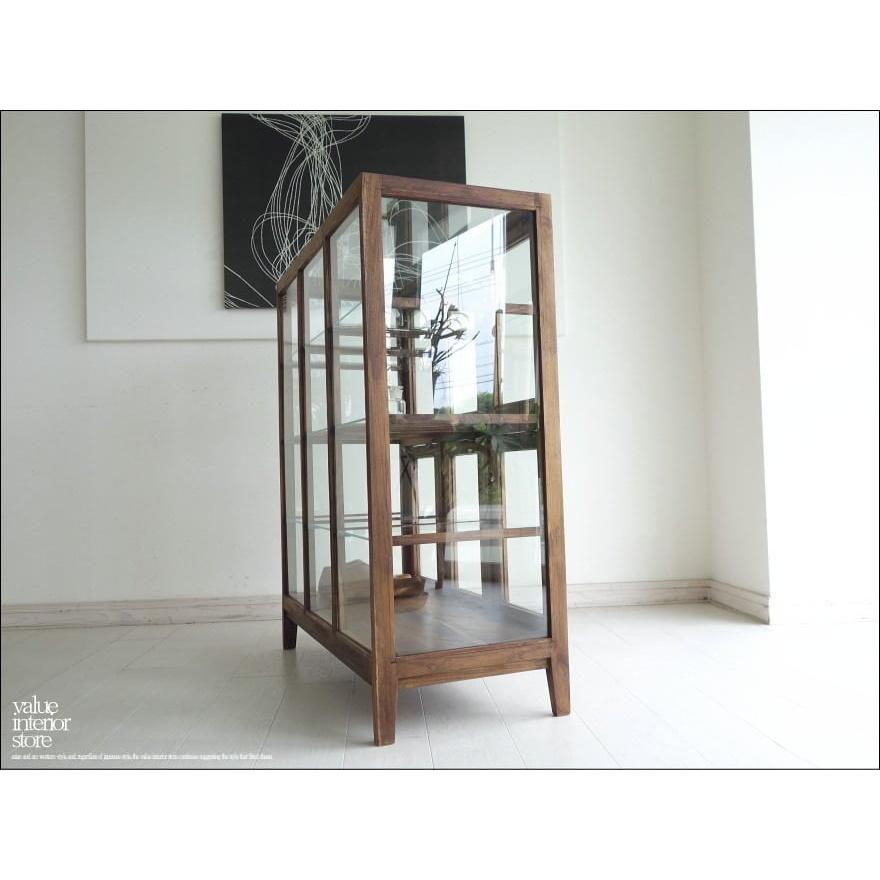 チーク総無垢 ガラスパンケース6枚扉Med ショーケース コレクション