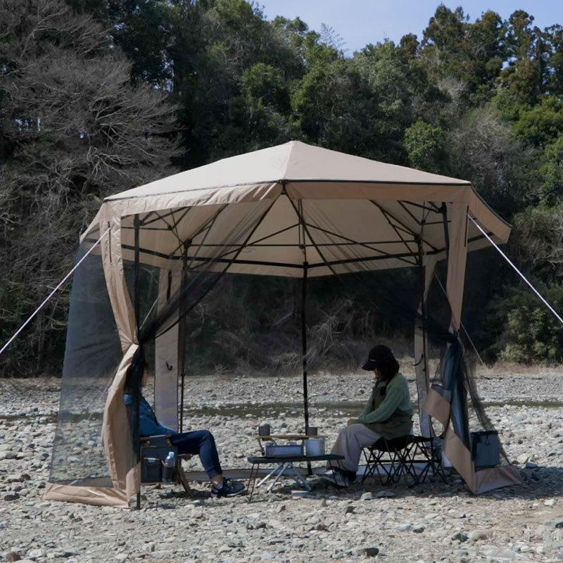 蚊帳付き簡単オクタゴンシェード300 幅320×奥行320×高さ最大253cm