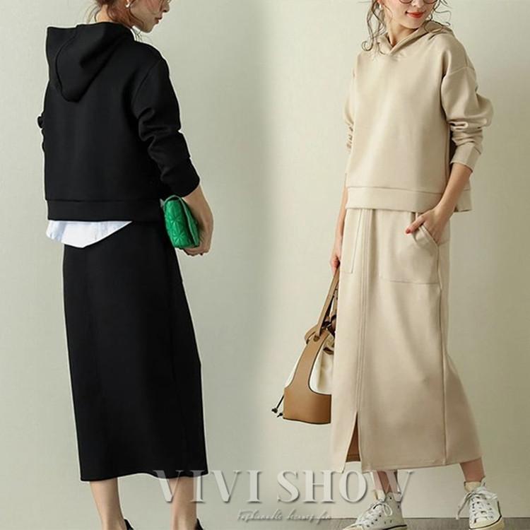 セットアップ スカート レディース 上下セット フード タイトスカート