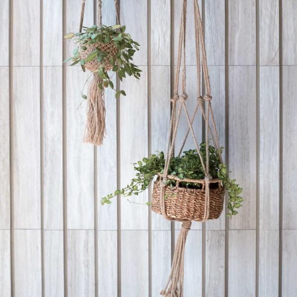吊り下げ かご ハンギング バスケット ジュート 手編み 16 プランター