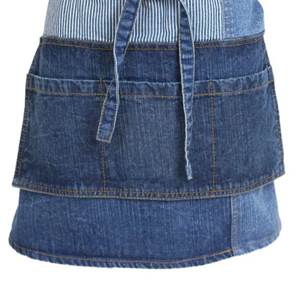 エプロン おしゃれ カフェエプロン デニム パッチワーク ギャルソン