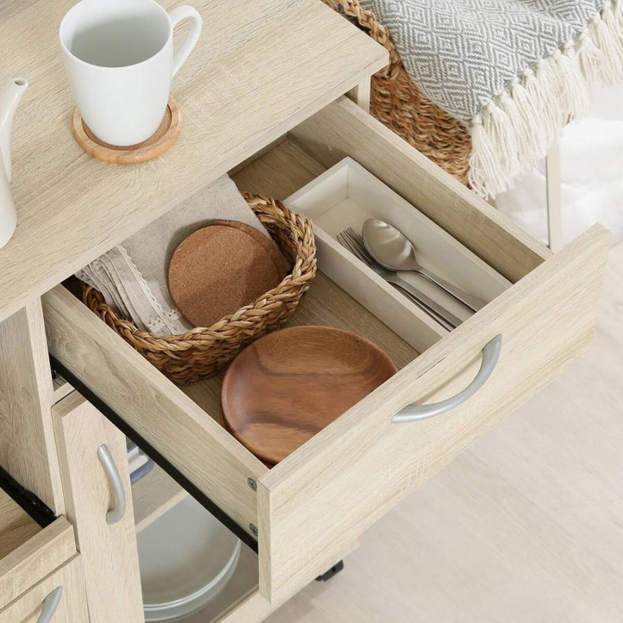 不二貿易 キッチンワゴン ホワイトオーク 6535【メーカー直送 代引不可