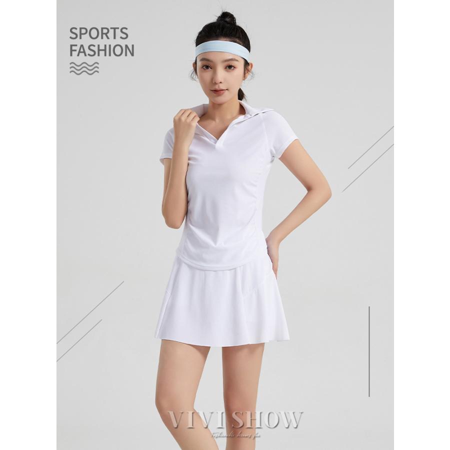 テニスウェア 上下セット シャツ レディース Aライン 着痩せ スポーツ
