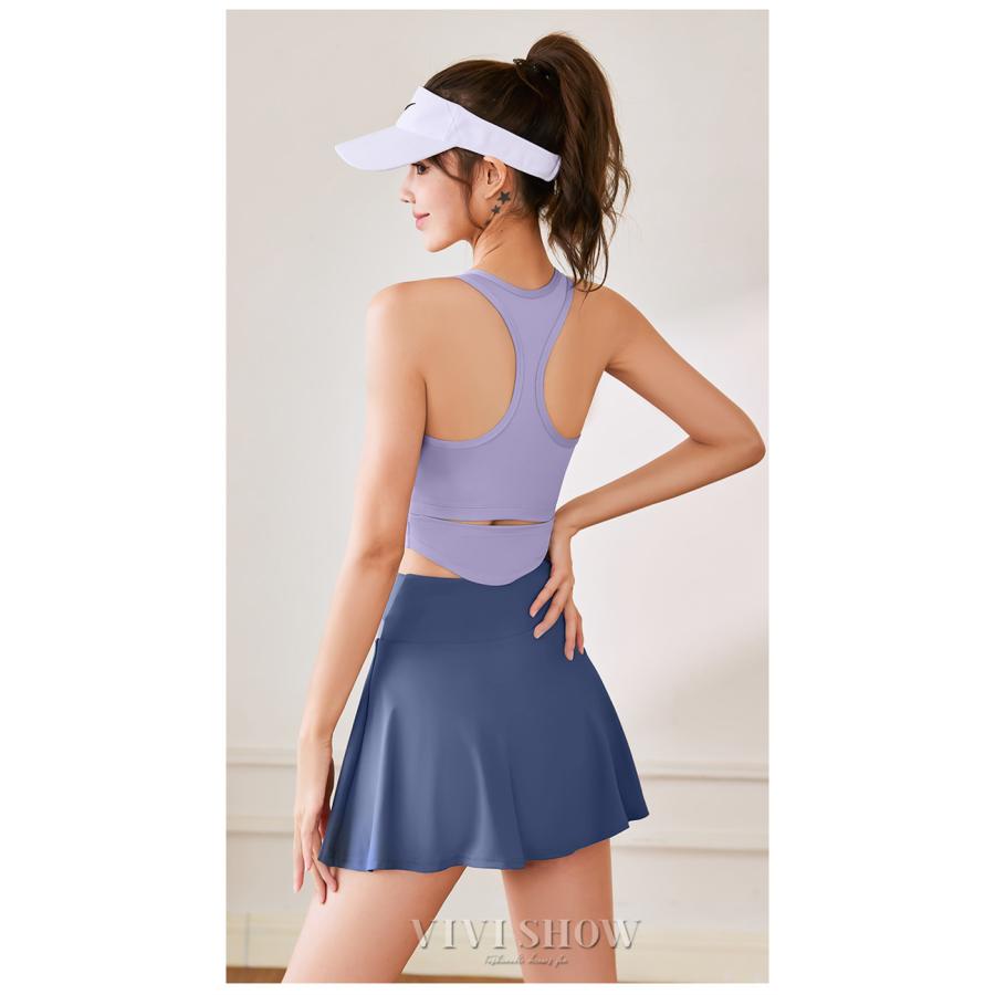 テニスウェア 上下セット レディース テニス スポーツウェア タンク