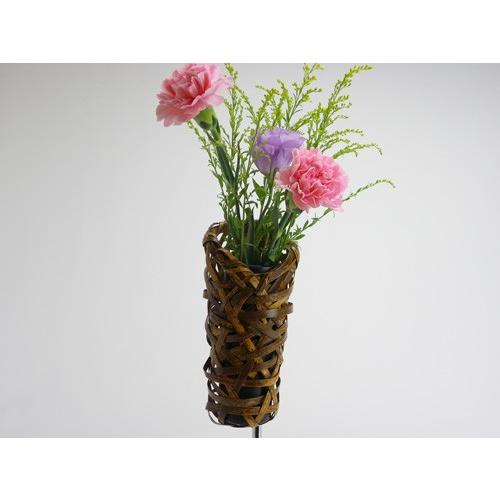 花器 まゆかご 8cm 竹かご 掛かご 花入 花瓶 篭 竹を編んだ花かご 竹皮