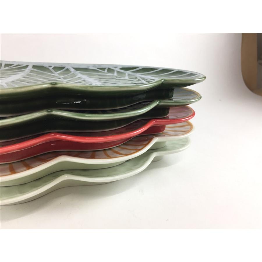 専用化粧箱入】有田焼 幸楽窯 錦金松葉形前菜皿(白(金/銀) /茶緑(金/銀