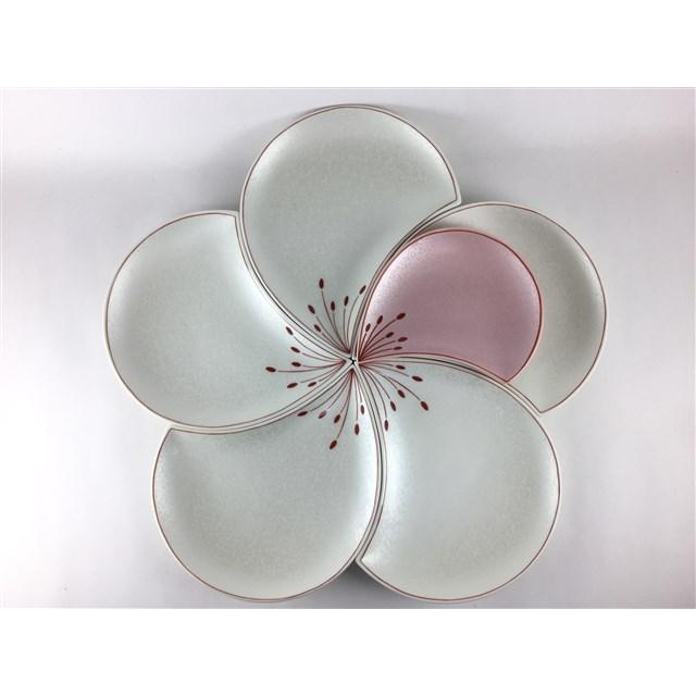有田焼 幸楽窯 花びら 銘々皿 (白銀 / ピンク銀)【錦銀叩/錦曙釉銀叩