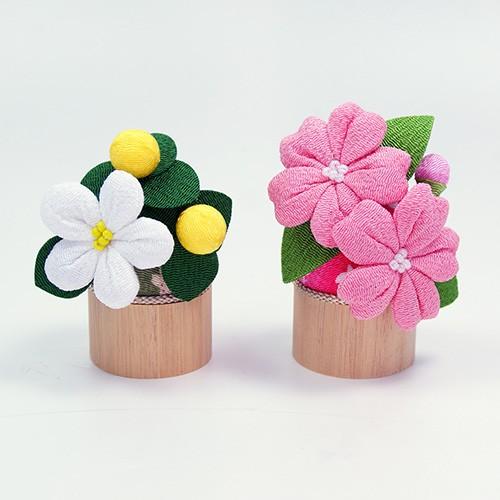 大阪長生堂 ちりめん 桜橘 木製丸台 高さ8.5cm 雛人形 小道具 道具