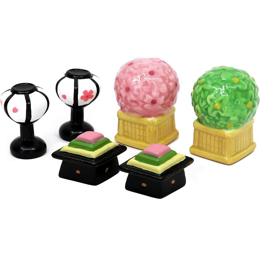 大阪長生堂 雛人形小道具 ひな道具 ミニ 桜橘 菱餅 雪洞 高さ3cm 道具