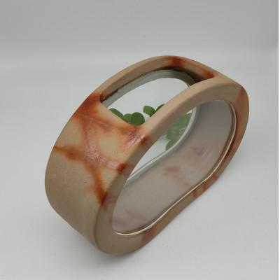 ふるさと納税 備前市 備前焼水槽 アクア備前桃型 ひだすき(2.6リットル