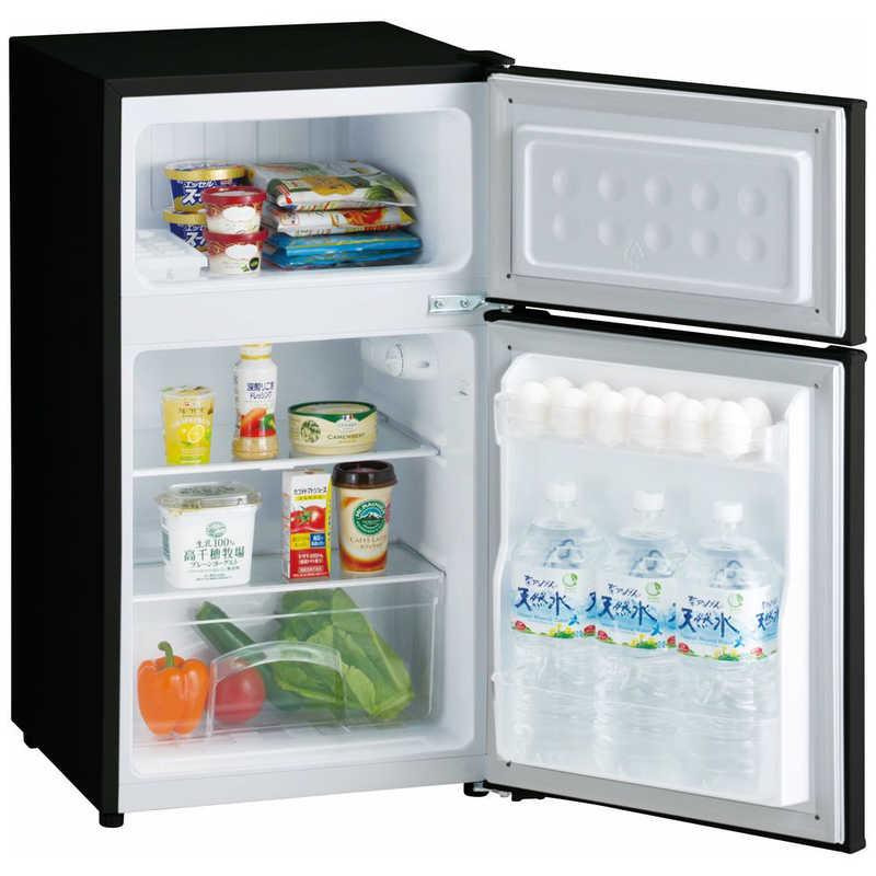 ORIGINALBASIC 冷蔵庫 2ドア 幅47.4cm 85L 右開き 直冷式 ブラック BR