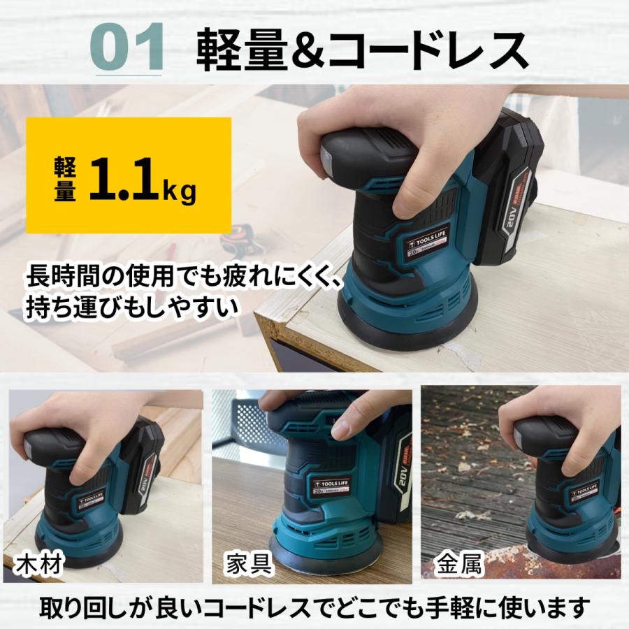 充電式ランダムサンダー 20V コードレスランダムサンダー ポリッシャー